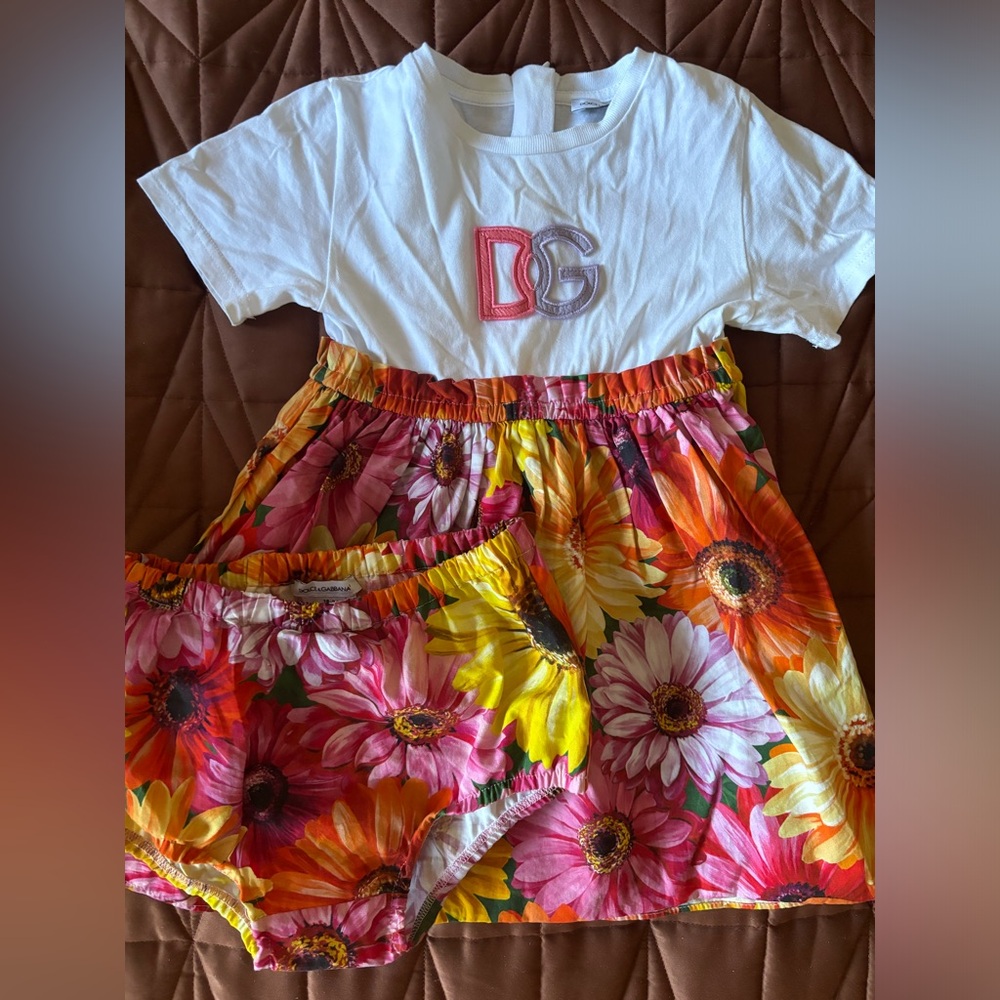 Dolce & Gabbana White and Multicolor Floral Kids Dress